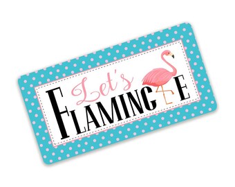 Let's Flamingle Blue and Pink Flamingo Summer Wreath Sign