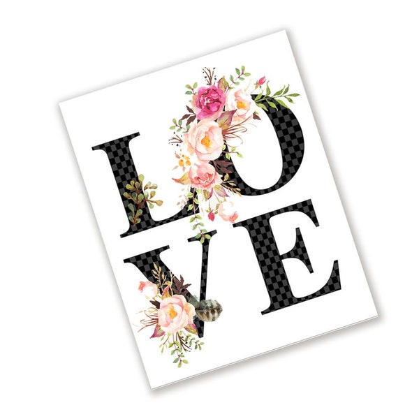 Floral Love Sign For Valentine’s Day Wreaths - Wedding Wreath Accent  - 8x10 Metal Spring Wreath Enhancement