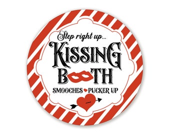 Kissing Booth Redn and White Stripe Valentines Day Wreath Sign - Choose Your Size Round Wreath Attachments