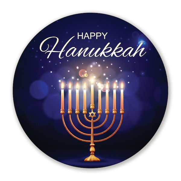 Happy Hanukkah Wreath Sign - Choose Your Size Hanukkah Menorah Decoration