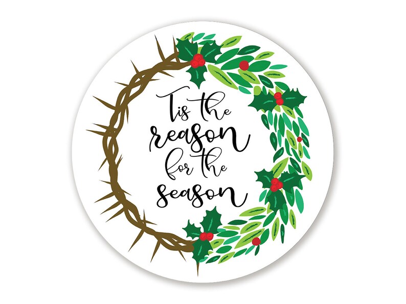 Tis The Season For The Season Crown of Thorns Christmas Wreath Sign Choose Your Size Circle Shaped Wreath Sign image 1