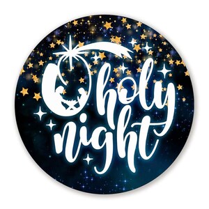 Oh Holy Night Nativity Scene Circle Shaped Christmas Wreath Sign - Choose Your Sign