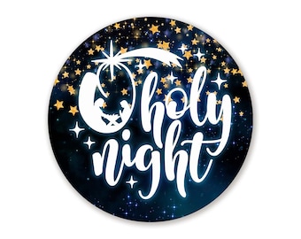Oh Holy Night Nativity Scene Circle Shaped Christmas Wreath Sign - Choose Your Sign