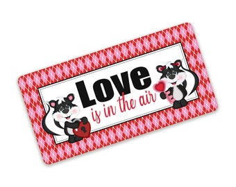 Love Is In The Air Sign - Skunk Valentine's Day Sign - Metal Signs for Wreaths
