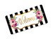 Black And White Stripe Pink Floral Welcome Sign With Gold Accents For Wreaths 
