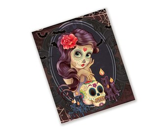 Sugar Skull Halloween Sign For Wreaths - 8x10 Metal Halloween Wreath Sign Wreath Attachment