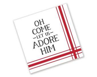 Oh Come Let Us Adore Him  Christmas Wreath Sign - Farmhouse Stripe Christmas Wreath Attachment