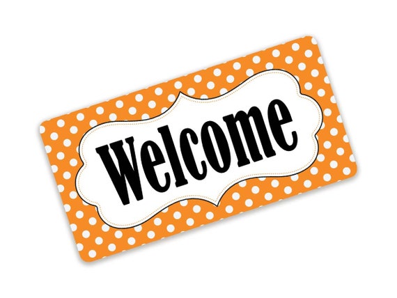Orange and White Polka Dot Welcome Metal Wreath Sign - Etsy