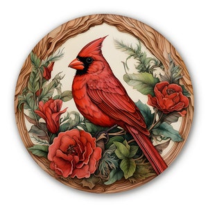 Red Cardinal Bird Sign for Wreaths - Cardinal Wreath Sign - Attachments For Wreaths