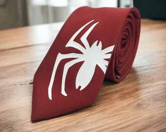 Spider-Man Silk Tie - Slim Tie - Wedding Tie, Christmas Gift, Fathers Day Gift, Birthday Gift, Gift for Him, Nerd, Geek
