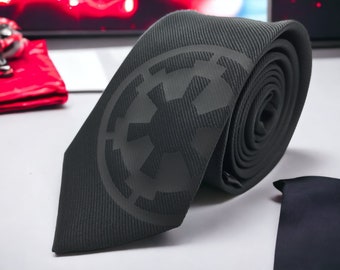 Imperial Cog Black Edition Star Wars Seidenkrawatte - Slim Tie - Hochzeit, Vatertagsgeschenk, Geburtstagsgeschenk, Weihnachtsgeschenk, Valentinstaggeschenk