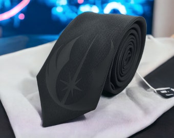 Jedi Order Black Edition Star Wars Silk Tie - Slim Tie - Wedding, Fathers Day Gift, Birthday Gift, Christmas Gift, Valentine&#39;s Day Gift