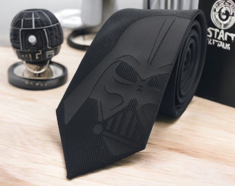 Cravate en soie Star Wars Black Edition - Cravate fine - Mariage, cadeau de fête des pères, cadeau d'anniversaire, cadeau de Noël. Cadeau pour la Saint-Valentin