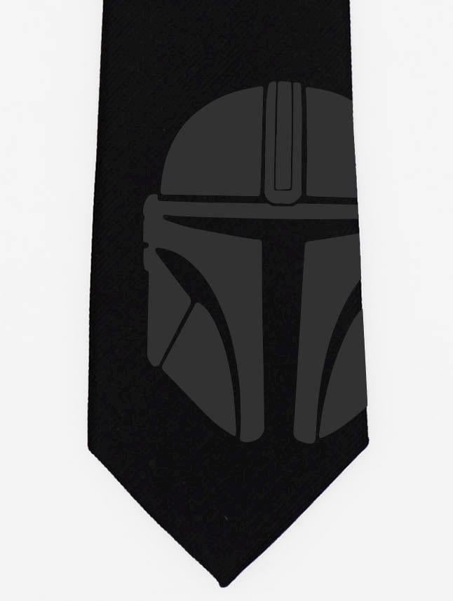 Star Wars Mandalorian Black Edition Silk Tie - Slim Tie - Wedding, Fathers Day Gift, Birthday Gift,  Christmas Gift - Valentine's Day Gift