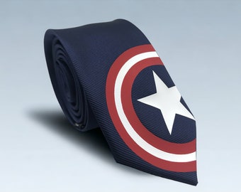 Corbata de Seda Edición Especial Capitán América. Corbata delgada. Guerra civil. Vengadores. Corbata de boda, regalo de Navidad, regalo del Día del Padre. Regalo de cumpleaños.
