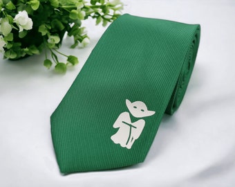 Yoda Silk Necktie - Star Wars neckties - 27 colours. Star Wars neckties. Necktie for wedding, themed wedding, cosplay, geeks. Mandalorian.