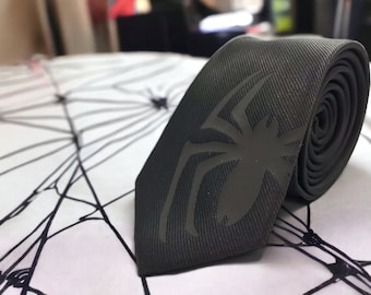 Spider-Man schwarze Seide Slim Krawatte - Superheld Krawatte