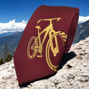 MTB Silk Necktie - mountain bike  tie - 27 colours. Gift for MTB racers, bike couriers, bike messengers, bike rider. Cyclist gift