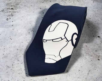 Iron Man Helmet Silk Tie. Slim Tie. Civil War. Avengers. Wedding Tie, Christmas Gift, Fathers Day Gift. Birthday Gift. Valentine's Day Gift