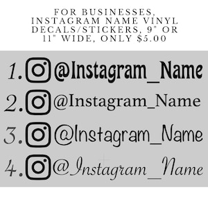 Instagram Business Name, Social Media Decal/Sticker