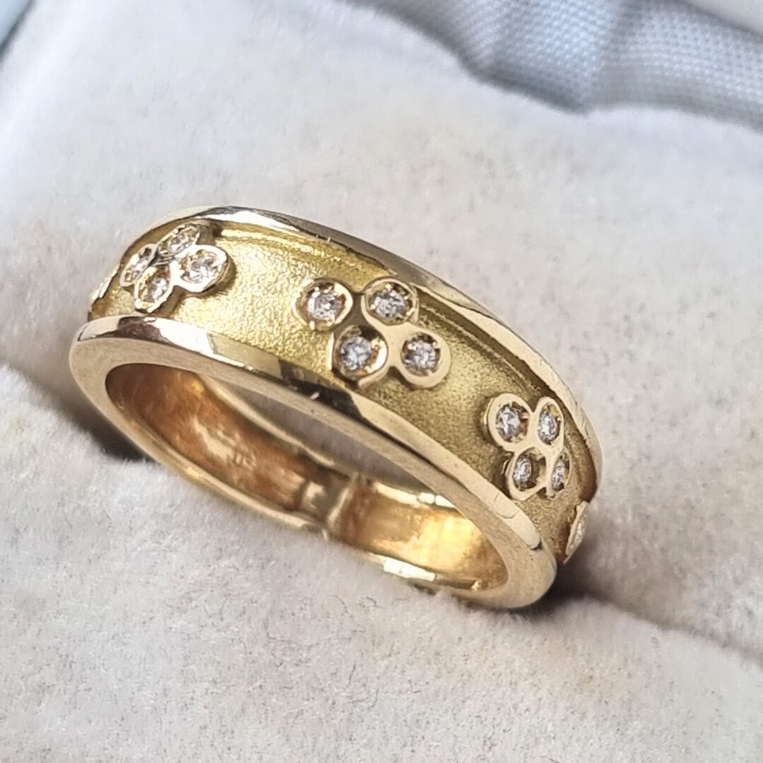 18ct Gold Diamond Ring Unusual Design Greek Original Box Etsy