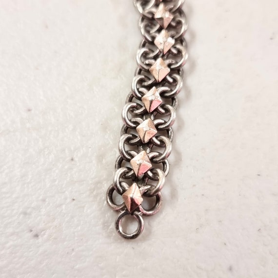 【French vintage】silver chain bracelet A French Antique Silver Wrist Chain With Gold Highlights. LO/1362