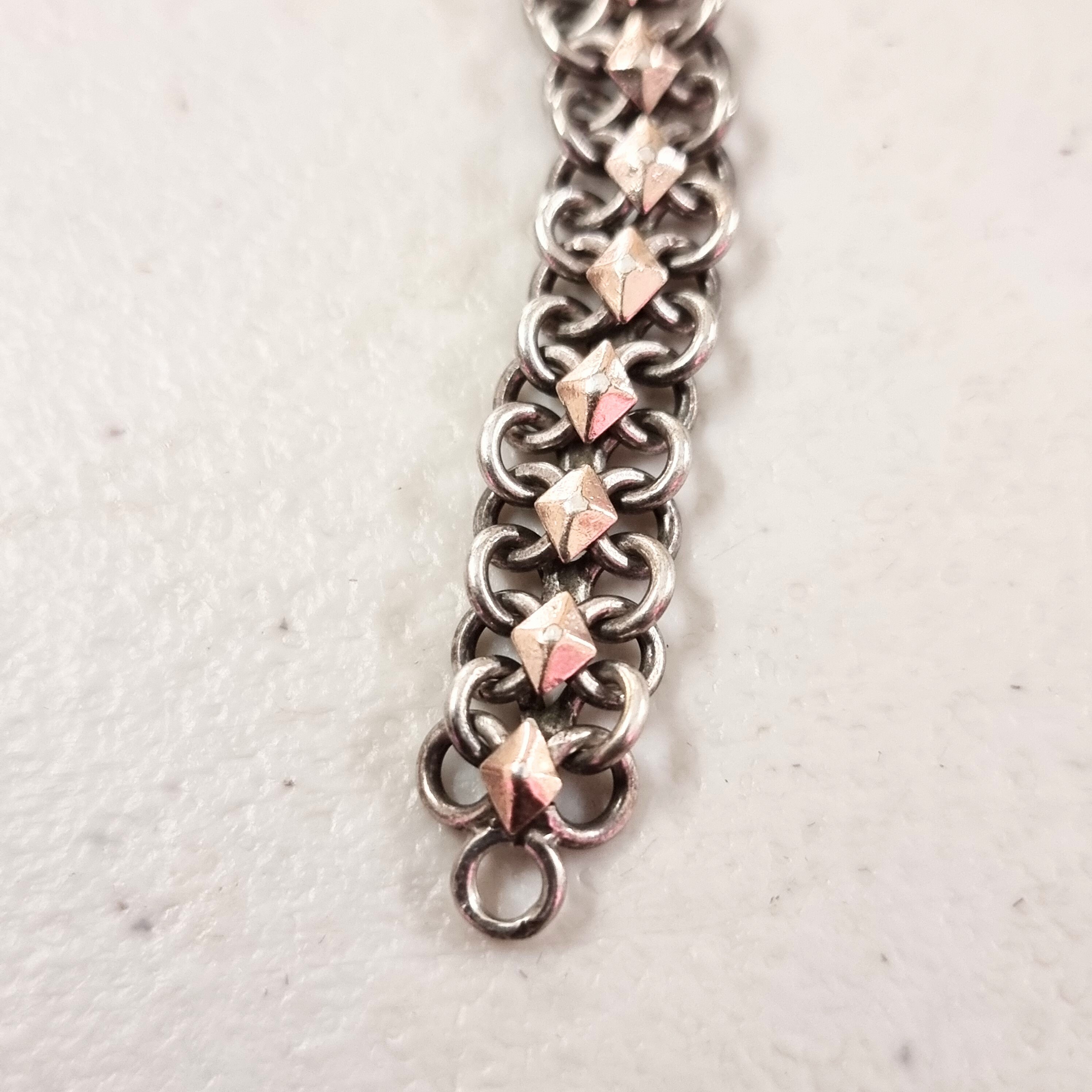【French vintage】silver chain bracelet A French Antique Silver Wrist Chain With Gold Highlights. LO/1362