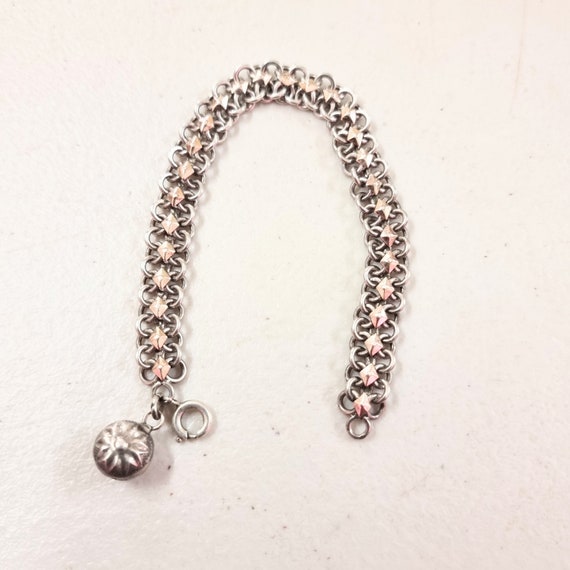 A French Antique Silver Wrist Chain With Gold Highlights. LO/1362
