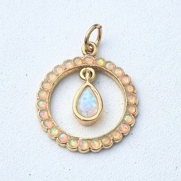 18ct gold Australian opal pendant, vintage. OR/1178