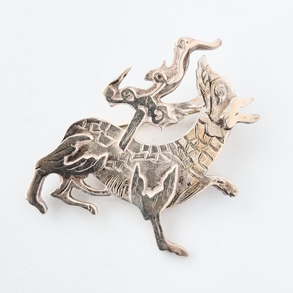 Sterling silver Maeshowe Dragon brooch, Malcolm G… - image 1