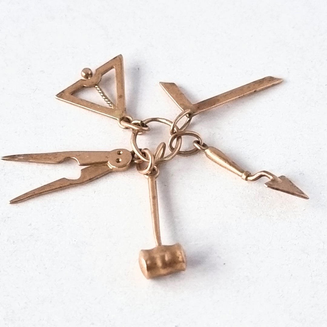 Antique Masonic Charm, 5 Instruments, Rose Gold. KIG/1668 - Etsy