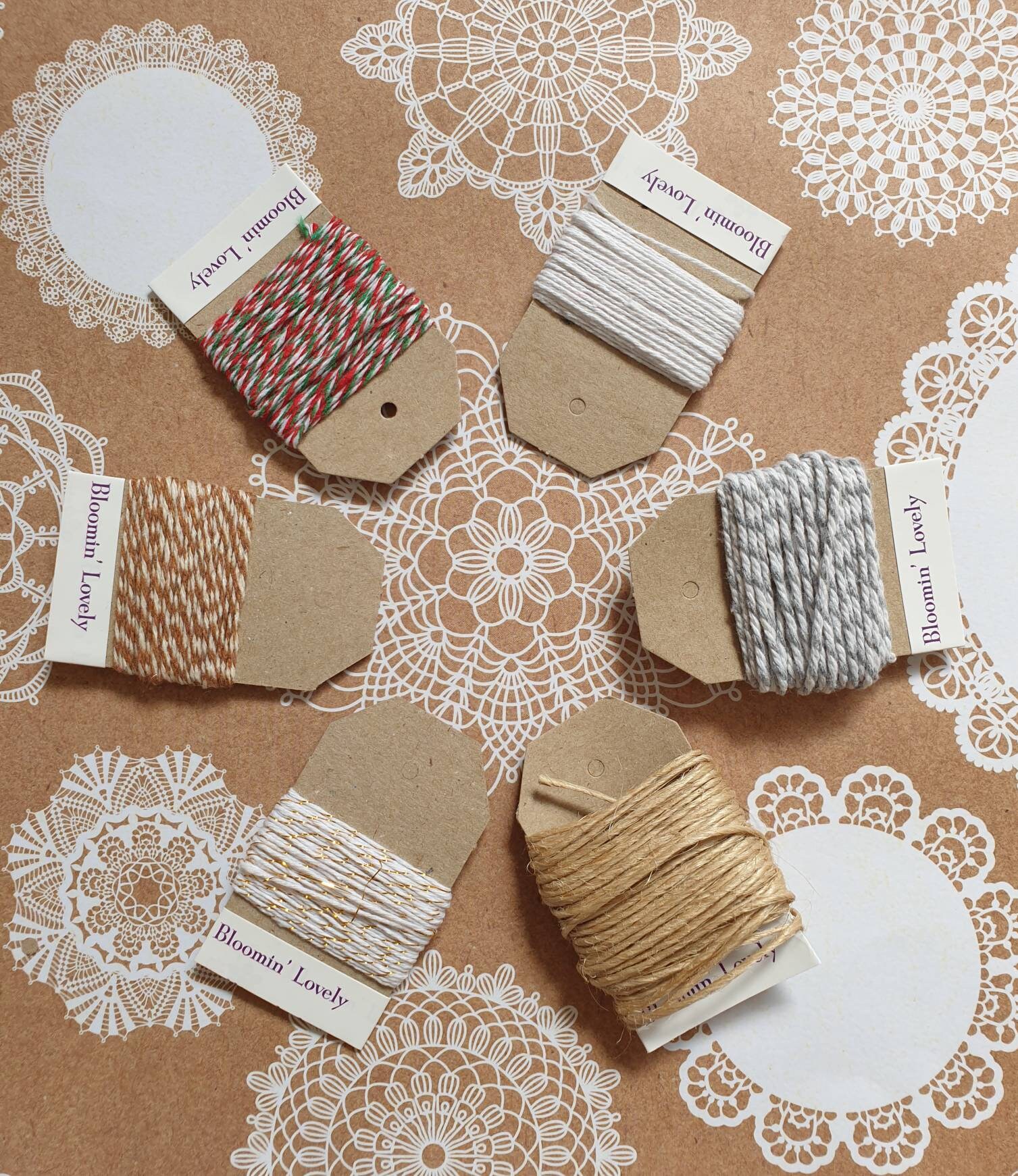 5m Brownwhite Twine Gift Wrapping String Etsy