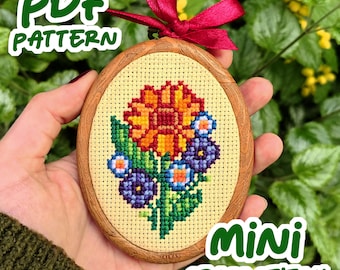 Sunflower posy mini cross stitch PDF