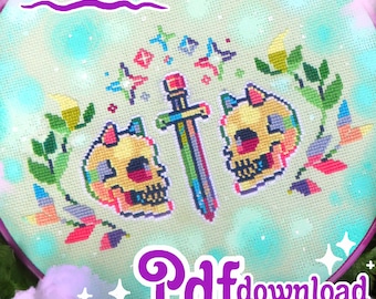 Demon Skull PDF Cross Stitch Pattern