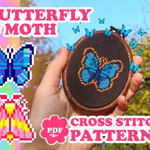 Moth & Butterfly cross stitch PDF patterns
