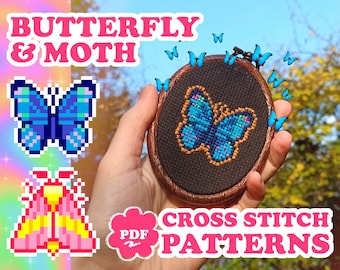 Moth & Butterfly cross stitch PDF patterns