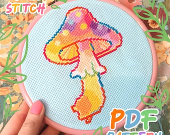 Pixel mushroom cross stitch pattern
