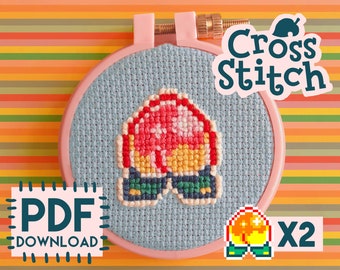 Animal Crossing inspired Peach cross stitch pattern