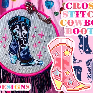 Cowboy boot cross stitch pattern