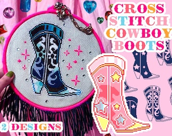 Cowboy boot cross stitch pattern