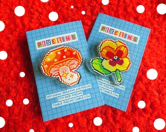 Bundle! Mushroom and Pansy Acrylic Pin set