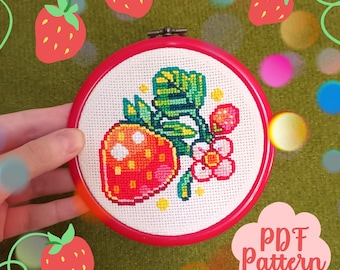 Strawberry cross stitch pattern (PDF)