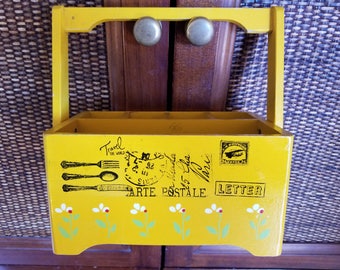 Bumble Bee Yellow Wood Caddy