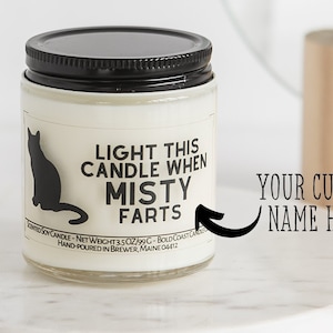 Light This Candle When The Cat Farts, Custom New Cat Parent Gift, Funny Pet Gift Cat Lover, Stocking Stuffer Candle, Christmas Gift Cat Mom