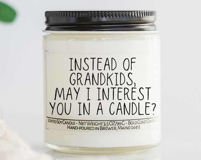 Instead of Grandkids May I Interest You in a Candle Funny Mother's Day Gift, Personalizable Gift for Mom from Daughter, Mother-in-law Gift