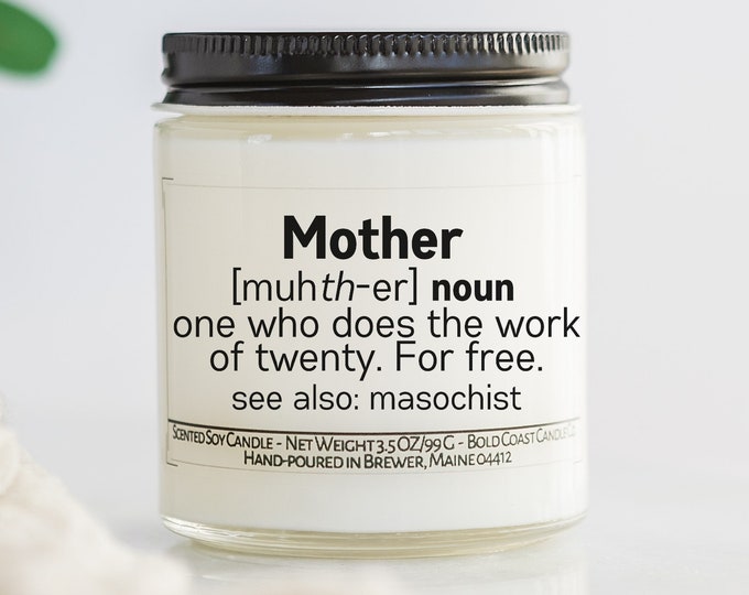 Mother Definition Candle, Mother's Day Gift, Funny Personalized Candle, Gift for Mom from Daughter, Gift for Grandma, Custom Gift from Son