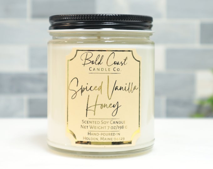 Spiced Vanilla Honey Scented Soy Candle, Birthday Gift for Her, Mother's Day Gift, Scented Candle Gift, Jar Candle, Housewarming Gift