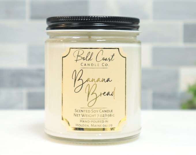 Banana Bread Scented Soy Candle, Eco Friendly Candle, Christmas Gift For Her, Holiday Gift, Housewarming Gift, Stocking Stuffer