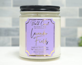 Lavender Fields Scented Soy Candle, Birthday Gift for Her, Mother's Day Gift, Scented Candle Gift, Jar Candle, Housewarming Gift