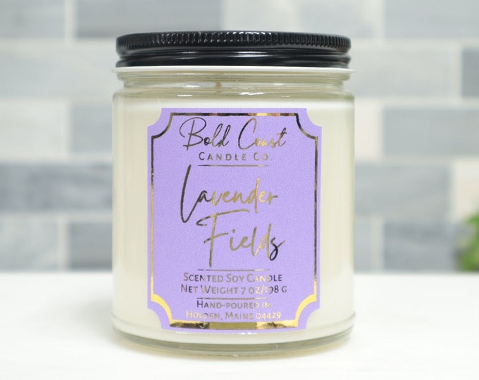 Lavender Fields Scented Soy Candle, Birthday Gift for Her, Mother's Day Gift, Scented Candle Gift, Jar Candle, Housewarming Gift